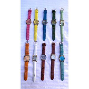 Lot 10 Gossip Women’s Wrist Watches Quartz Leather Bands w/Cases  Need Batteries